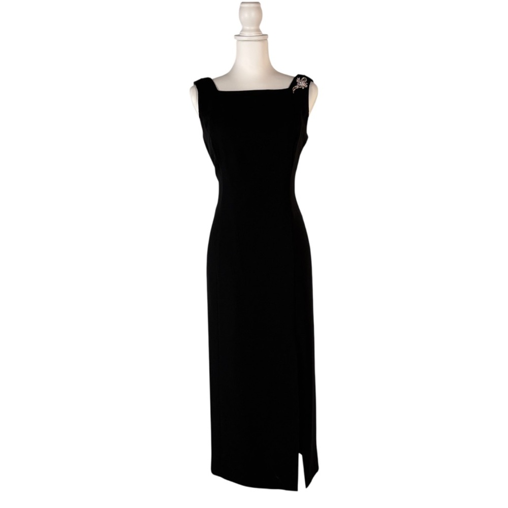 Vintage Black Midi Dress Women’s 8P Petite Sleeveless Column‎ Classic Chic